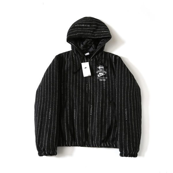 Stussy×Nike フードジャケット ストライプ ブラック