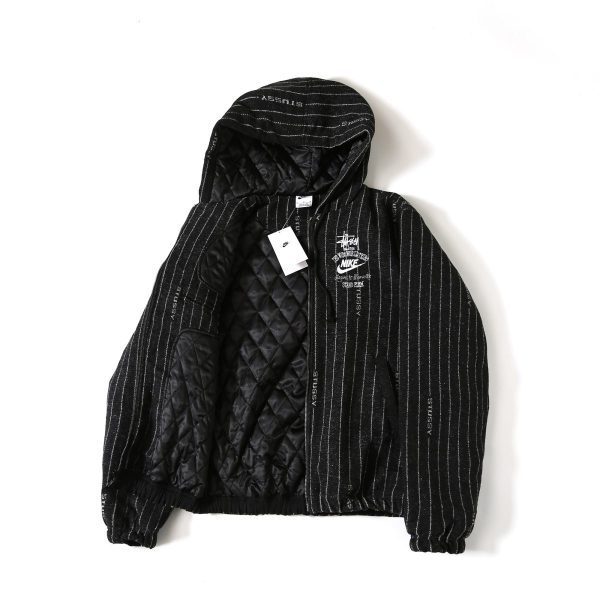 Stussy×Nike フードジャケット ストライプ ブラック