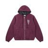 Stussy フードジャケット ロゴ刺繍 ワインレッド