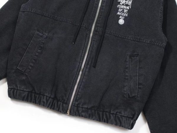 Stussy フードジャケット ロゴ刺繍 ワインレッド