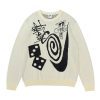 Stussy ニット ヘリンボーン編み ブラック×ホワイト