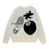Stussy ニット ヘリンボーン編み ブラック×ホワイト
