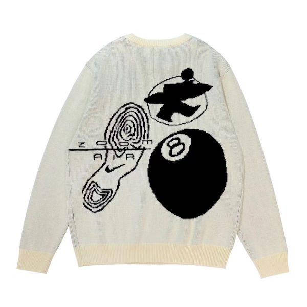 Stussy ニット ヘリンボーン編み ブラック×ホワイト