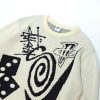 Stussy ニット ヘリンボーン編み ブラック×ホワイト