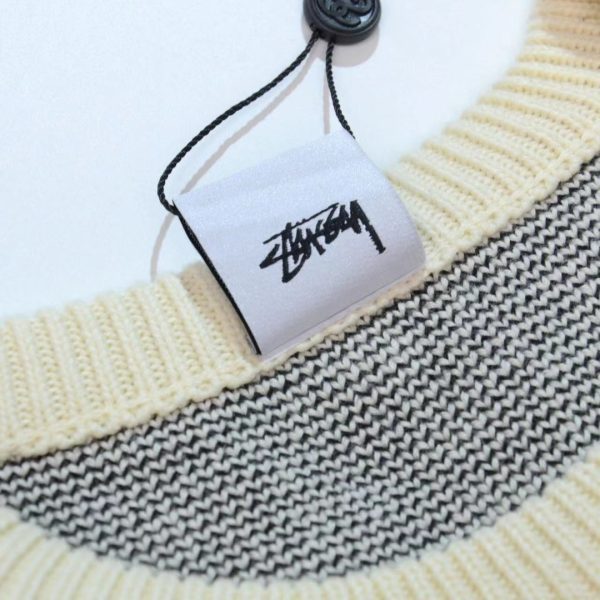 Stussy ニット ヘリンボーン編み ブラック×ホワイト