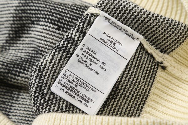 Stussy ニット ヘリンボーン編み ブラック×ホワイト