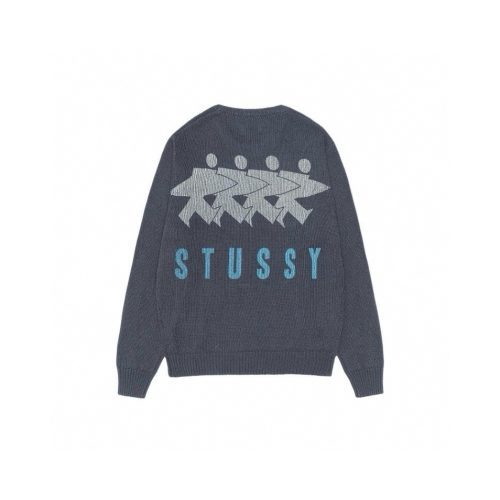 Stussy セーター 背面ロゴ刺繍 グレー