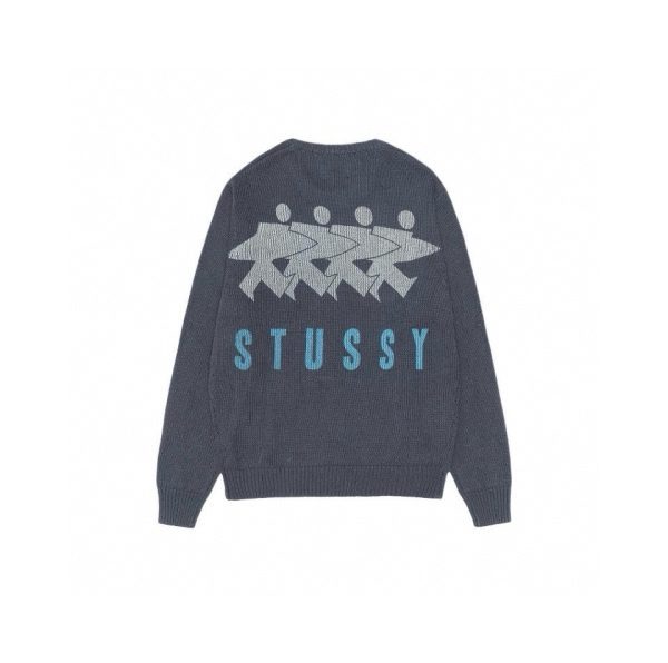 Stussy セーター 背面ロゴ刺繍 グレー
