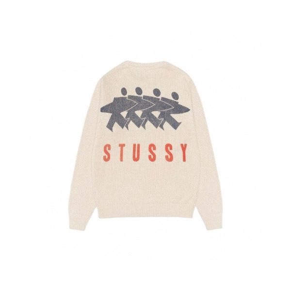 Stussy セーター 背面ロゴ刺繍 グレー