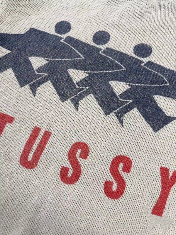 Stussy セーター 背面ロゴ刺繍 グレー