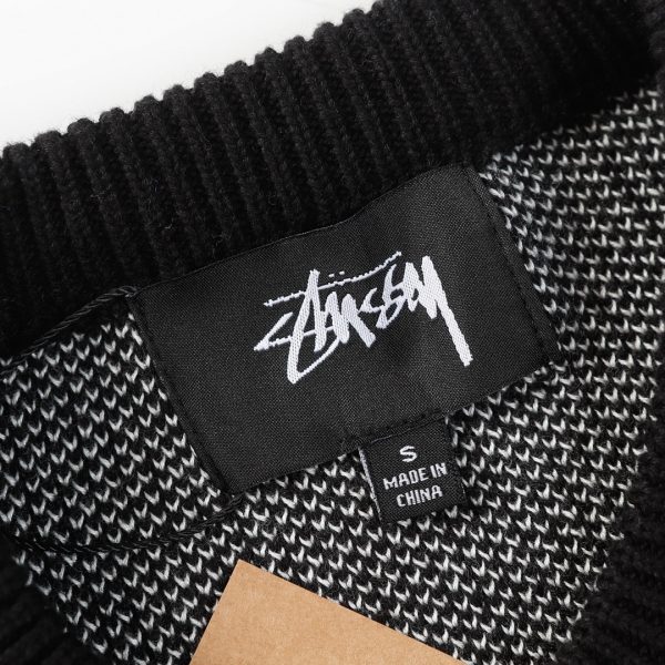 Stussy セーター ペイント柄 ブラック×ホワイト