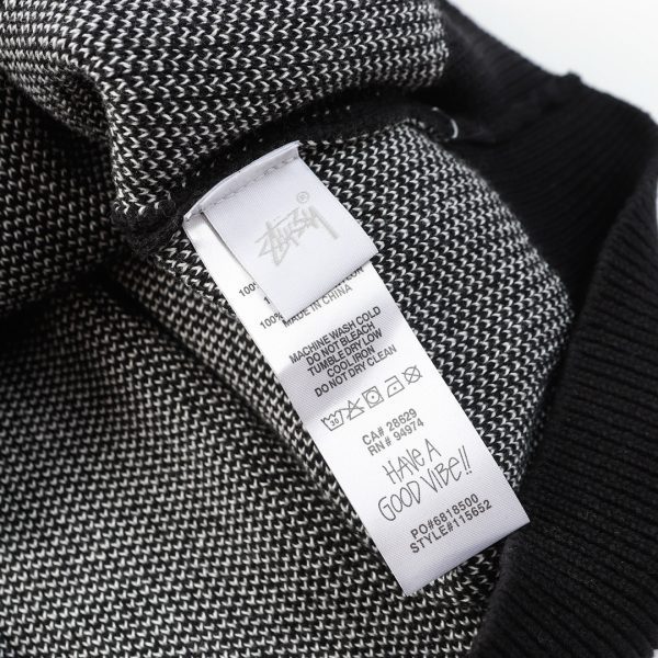 Stussy セーター ペイント柄 ブラック×ホワイト