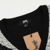 Stussy ニットベスト 人像プリント ブラック×ホワイト