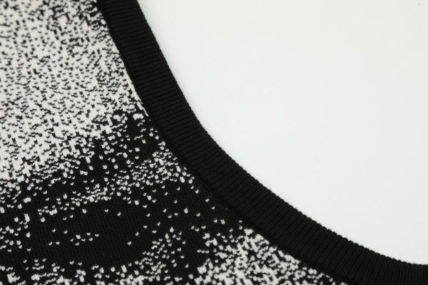 Stussy ニットベスト 人像プリント ブラック×ホワイト