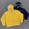 Stussy ニットパーカー ワッフル編み イエロー×ネイビー