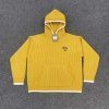 Stussy ニットパーカー ワッフル編み イエロー×ネイビー