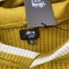 Stussy ニットパーカー ワッフル編み イエロー×ネイビー
