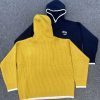 Stussy ニットパーカー ワッフル編み イエロー×ネイビー