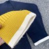 Stussy ニットパーカー ワッフル編み イエロー×ネイビー