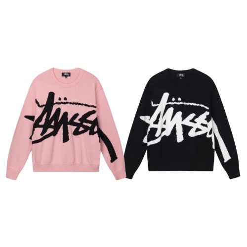 Stussy セーター 落書きプリント ピンク