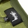 Stussy ニットプルオーバー 背面ロゴプリント グリーン×ブラック