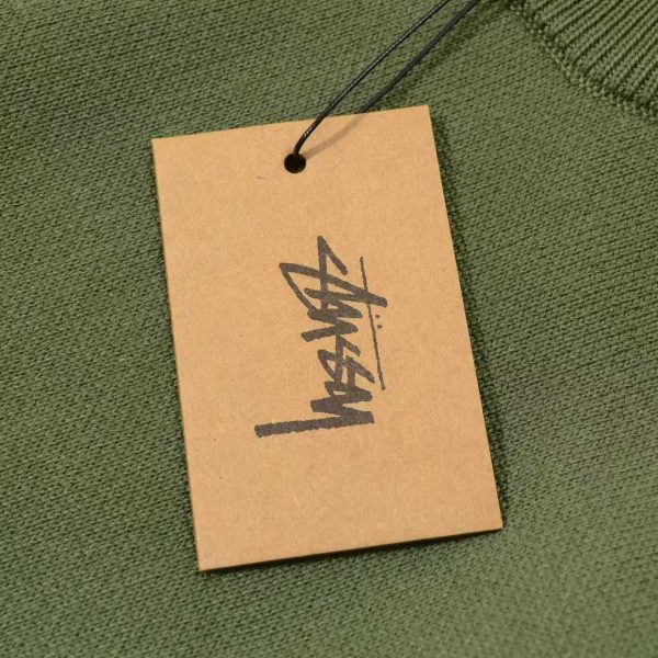Stussy ニットプルオーバー 背面ロゴプリント グリーン×ブラック