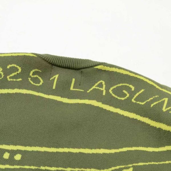 Stussy ニットプルオーバー 背面ロゴプリント グリーン×ブラック