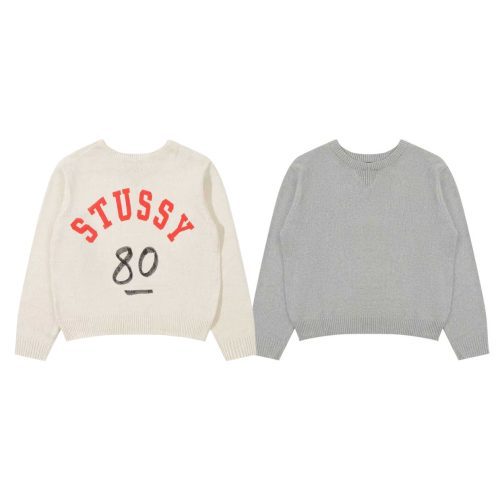 Stussy ニット ロゴプリント ベージュ