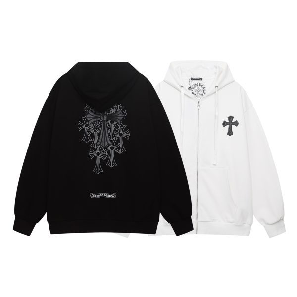 CHROME HEARTS パーカー ブラック クロス刺繍シックルジップ